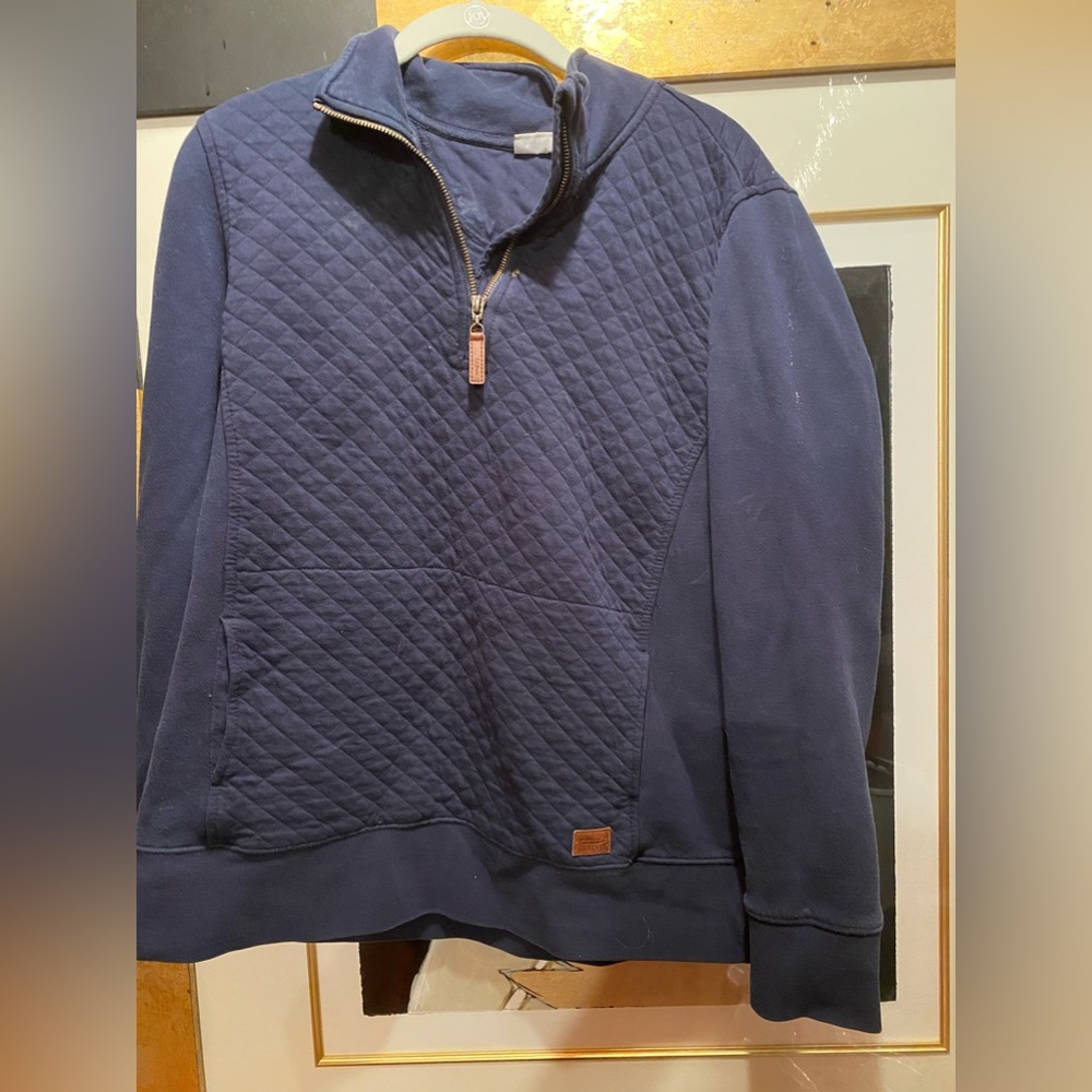 LLBean 3/4 zip quotes ladies sweatshirt navy size L